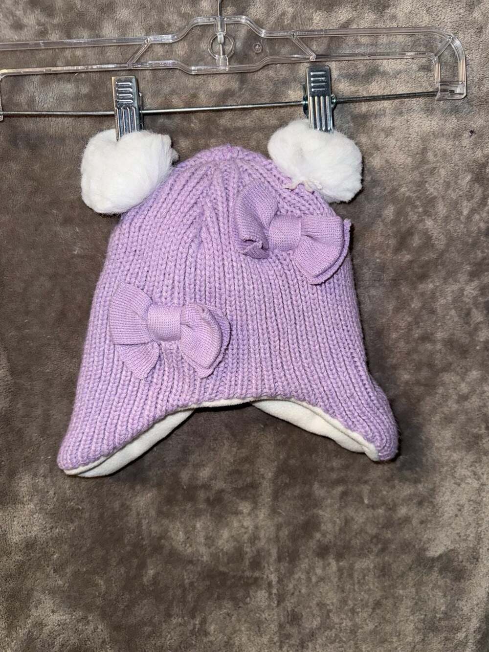 Swiss Tech Performance Gear Girls' Knit Winter Hat with Bows and Pompoms